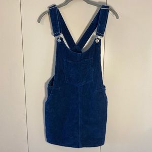 Zara Navy Blue Corduroy Overall Skirt with Pockets